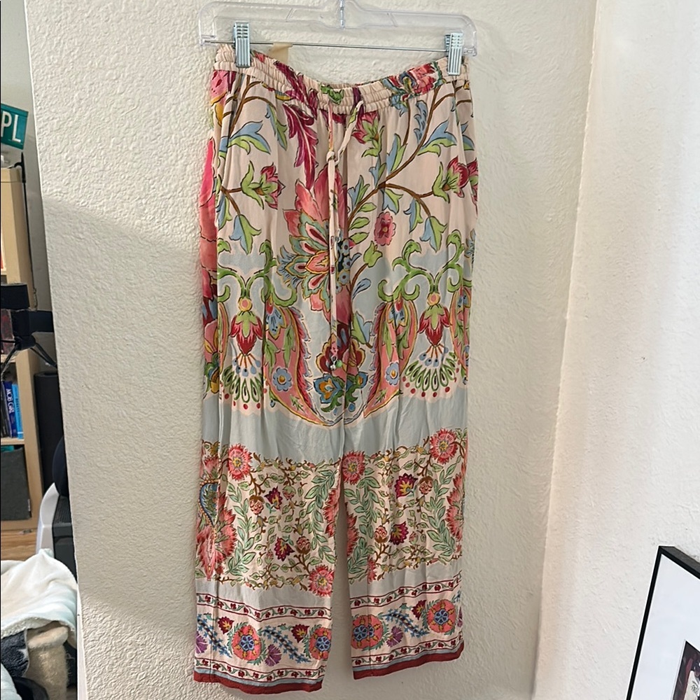 Zara Floral Bohemian Wide-Leg Pants